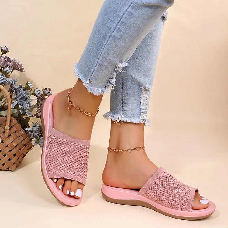 Vanccy Women Mesh Breathable Soft Wedge Slippers QueenFunky
