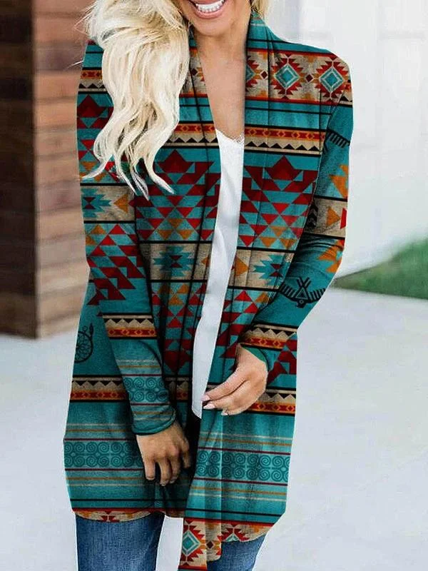 Women's Long Sleeve Graphic Printed Coat Top