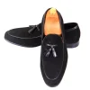 Mens Blue Suede Tassel Loafers Shoes