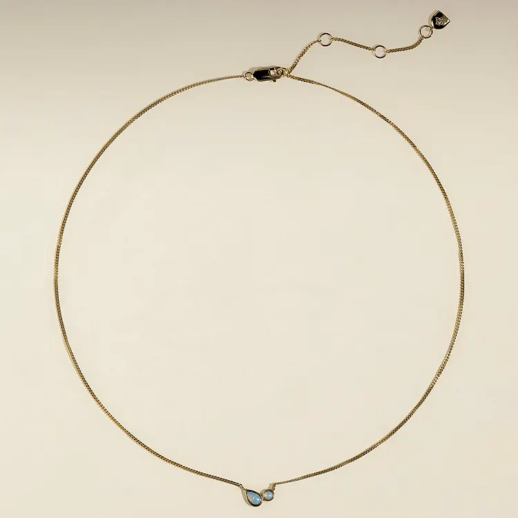 Opal Bezel Pendant Necklace in Gold