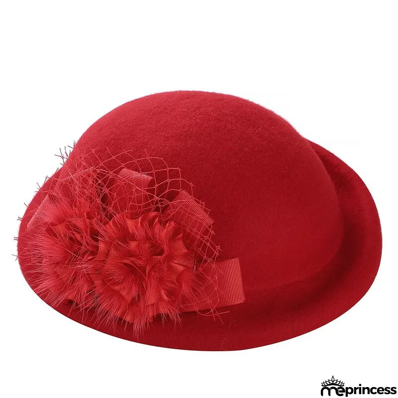 Women's Wool Floral Pattern Elegant Winter Casual Wear Hat