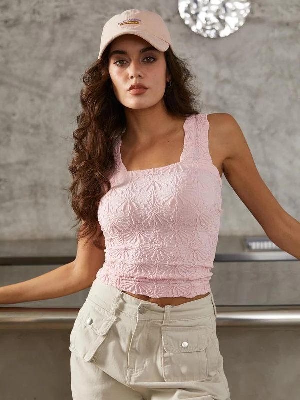 LAST DAY PROMOTION Women's Floral Embossed Sports Tank Top 