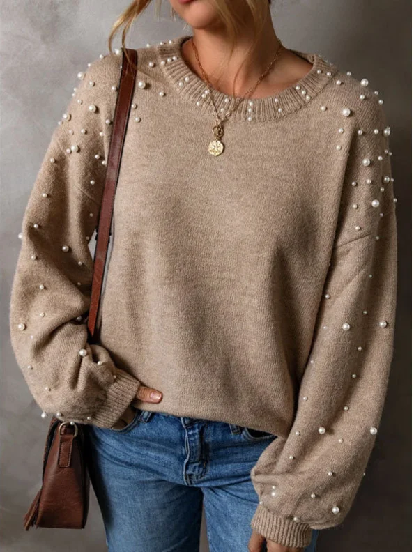 Athvotar Athvotar Autumn And Winter New Large-Size Loose Long-Sleeved Nail Ball Collar Collar Women's Sweater Factory