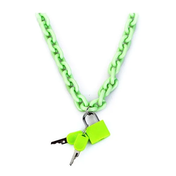 Neon Lock and Key Chain Necklace