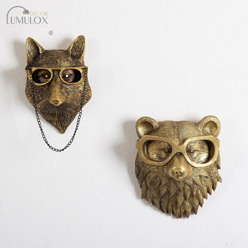 Wall Hooks Wall Hooks Decorative Gold Resin Animal Head Wall Decor