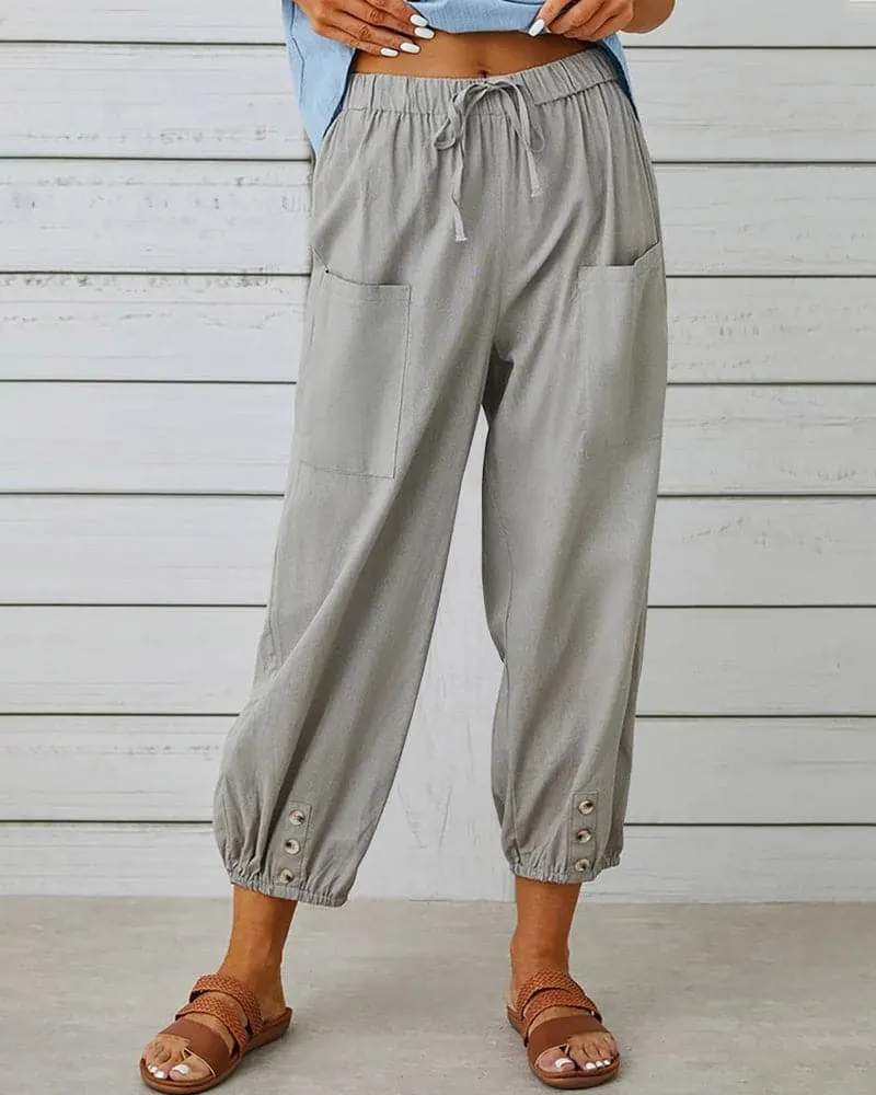 Kleidhaus Damen Hose – Kordelzug, Knopfdetails am Knöchel, Bequem & Lässig-83253-92449bd1-7d82-479b-99cb-78b6cd756dca