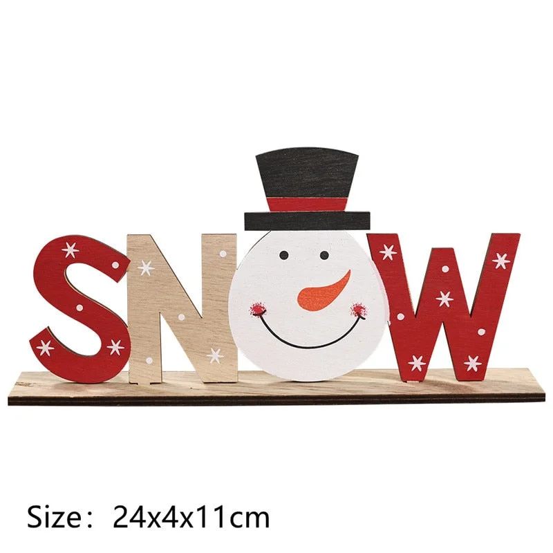 2022 New Year Xmas Elk Wood Craft Christmas Tree Ornament Noel Christmas Decoration for Home Wooden Pendant Navidad 2021 Gift