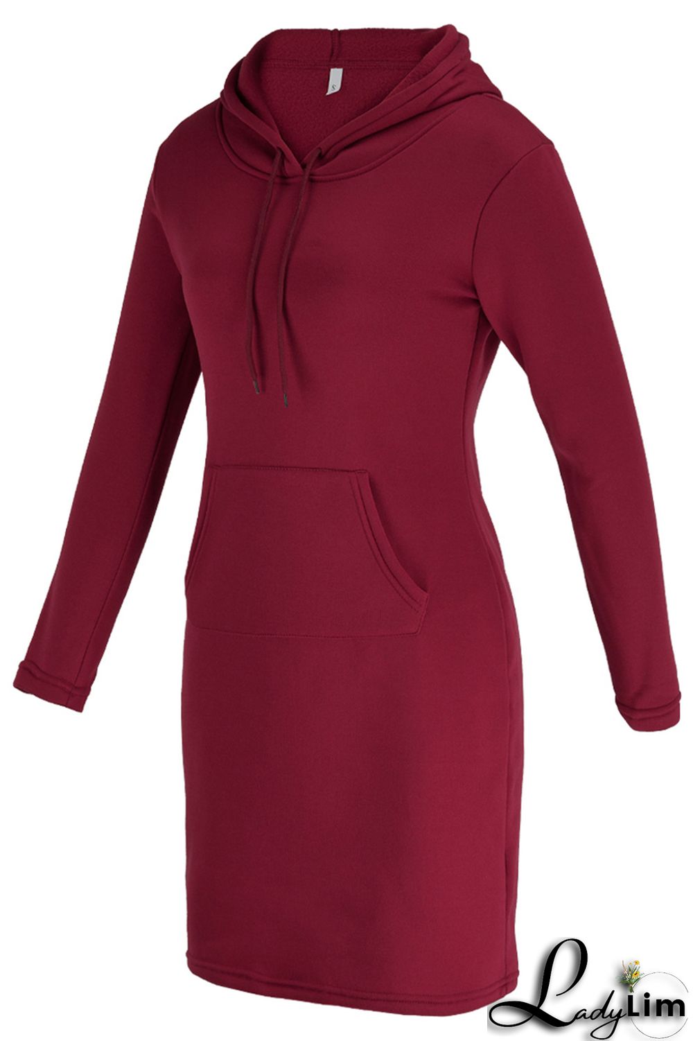 Red Fashion Casual Solid Patchwork Hooded Collar Long Sleeve Dresses