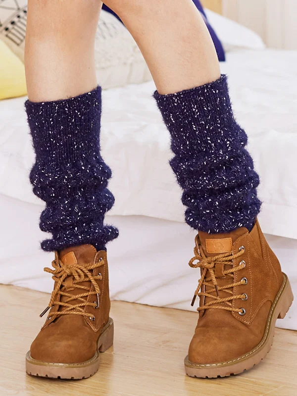 Wool Knitted Dot Twist Leg Warmers Accessories