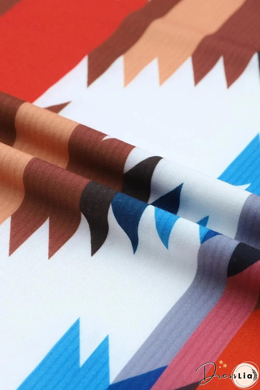 Fiery Red Aztec Geometric Print Hollowed Neckline Tank Top