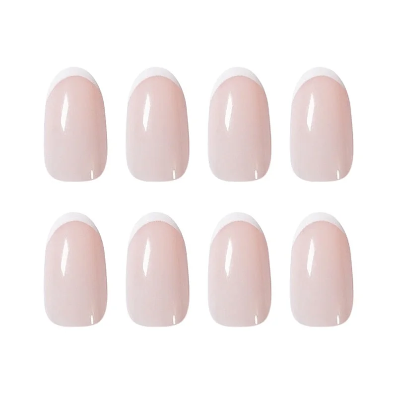 24pcs french tip nails of jelly meat color removable wear finished product Manicure patch False nails Patch TY-Nail Inspo