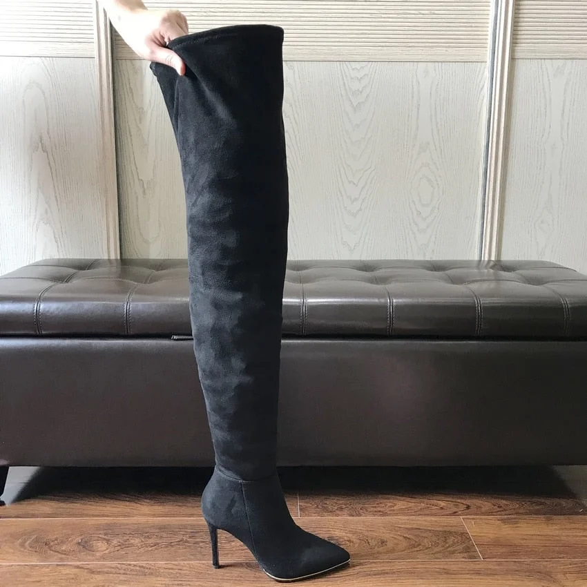 2021 Brand Women Boots Fashion High Heels Stretch Slim Over The Knee High Long Boots Winter Female Thigh High Boots Shoes