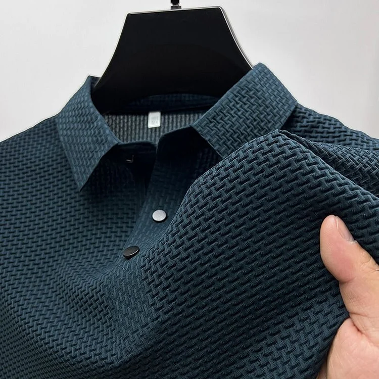 Summer POLO Shirt Men's Korean style Hollow Short-sleeved Polo Shirt Ice Silk Breathable Business T-Shirt Male Brand Clothes 4XL