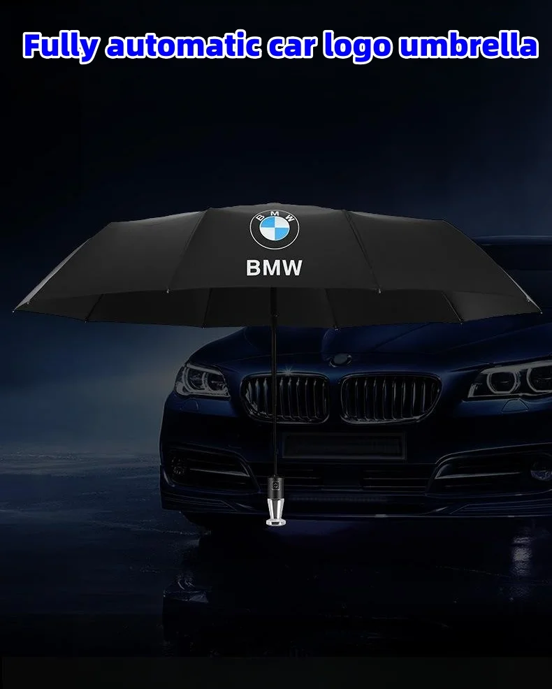 Car logo VIP business folding 10-bone black plastic umbrella