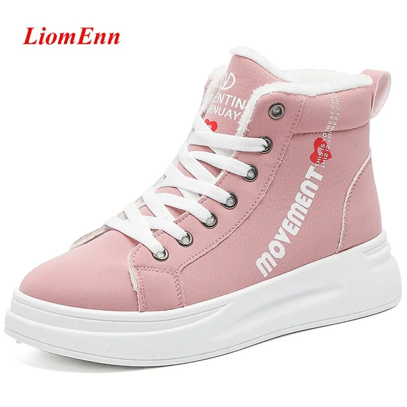 2021 New White Boots Women Shoes Winter Sneakers Platform Pink Snow Boots Fur Sport Casual Shoes Woman basket femme Big Size 41