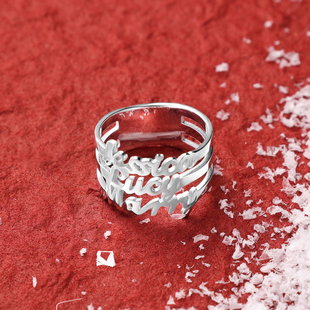 Personalized Name Ring Custom 3 Names Ring Gifts For Women