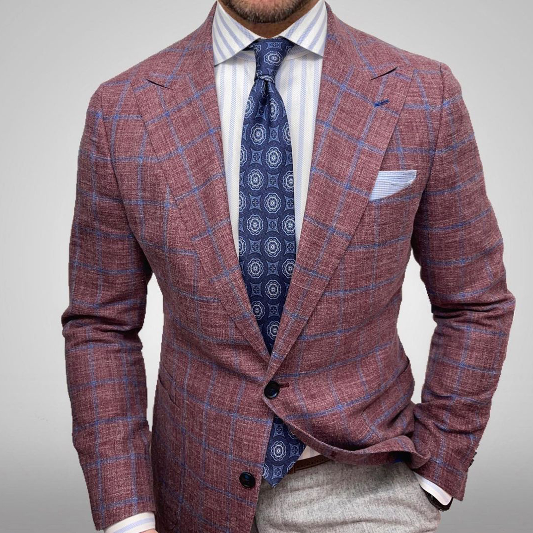 Casual British Red Plaid Blazer