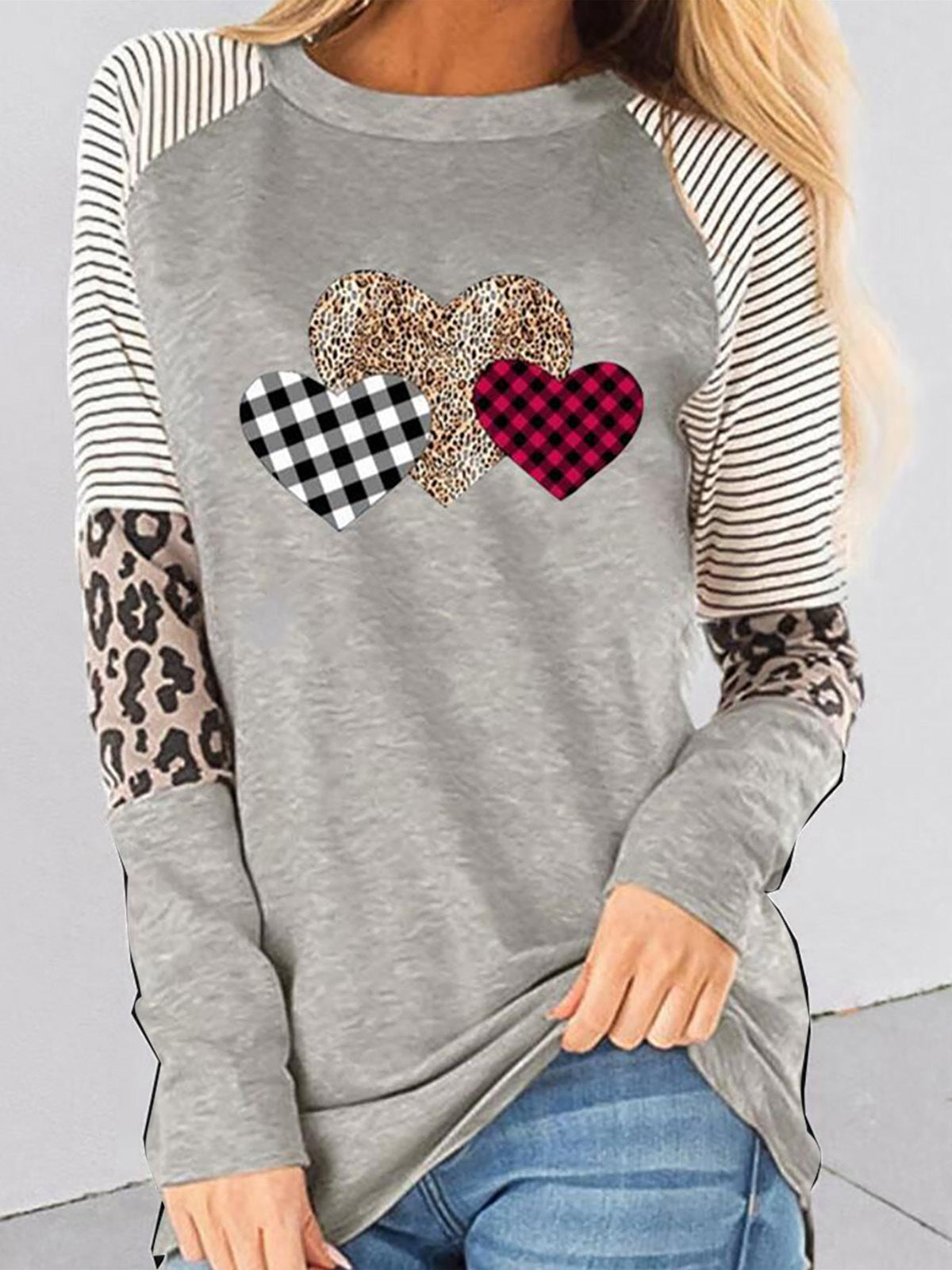 Women Long Sleeve V-neck Graphic Floral Printed Top