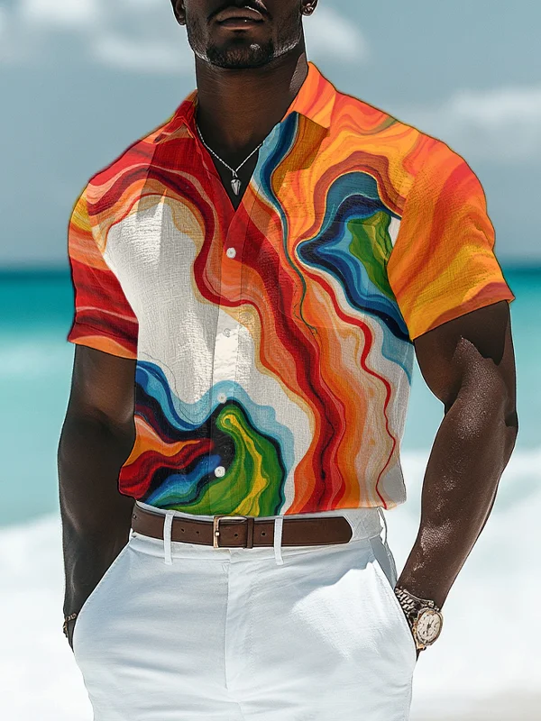Men's Colorful Splash Ink Art Print Shirt