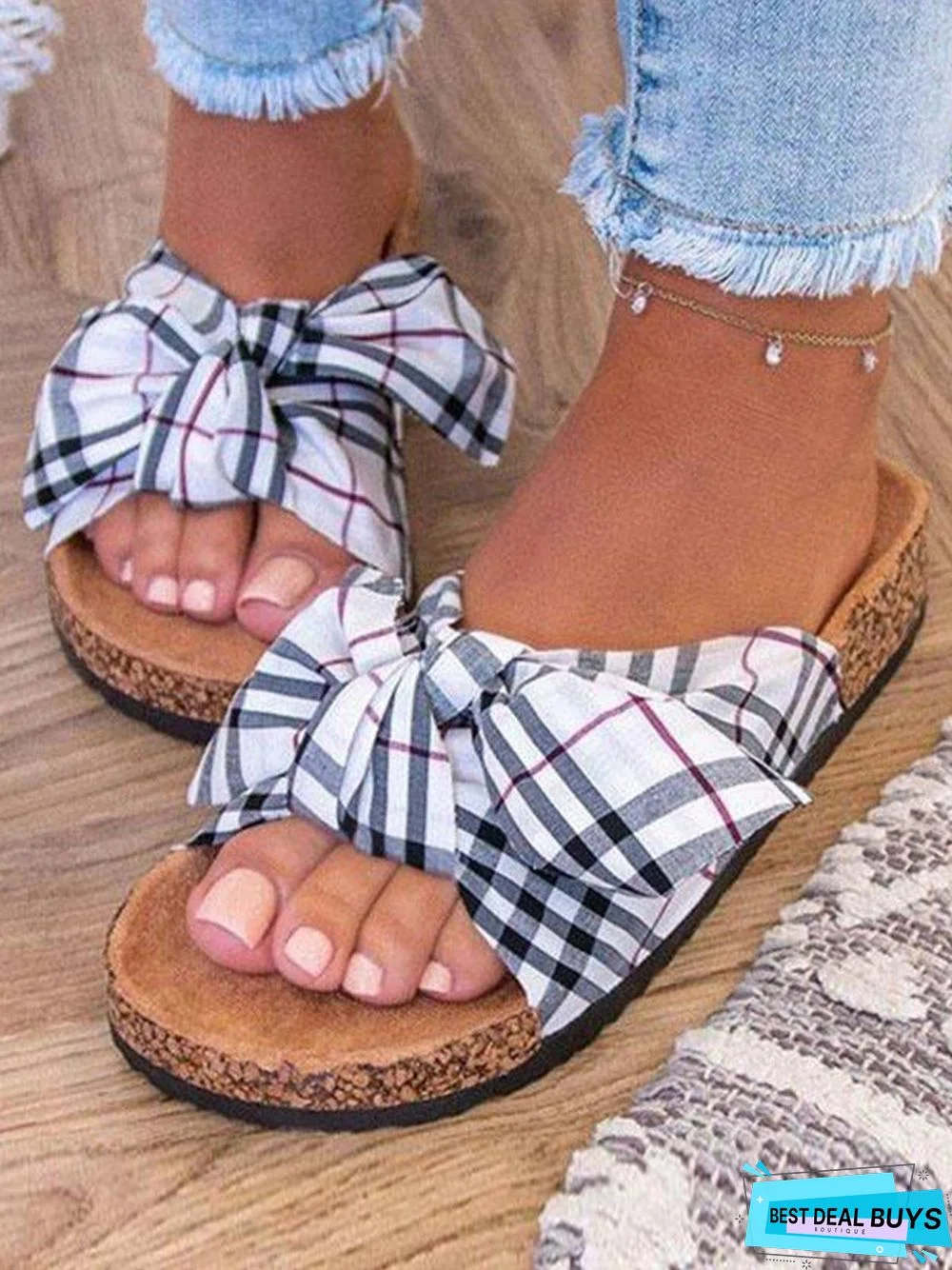 Bowknot home flat with sandals and beach drag