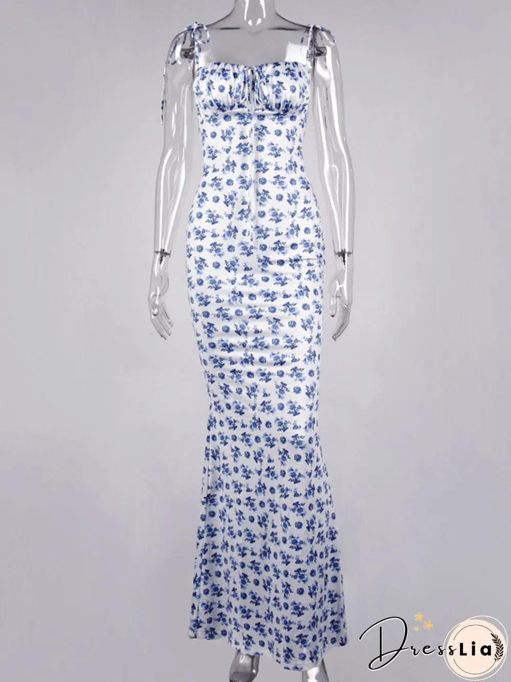 Cryptographic Floral Print Cottagecore Elegant Sleeveless Maxi Sundress Sexy Backless Women Party Club Tie Front Dress Holiday