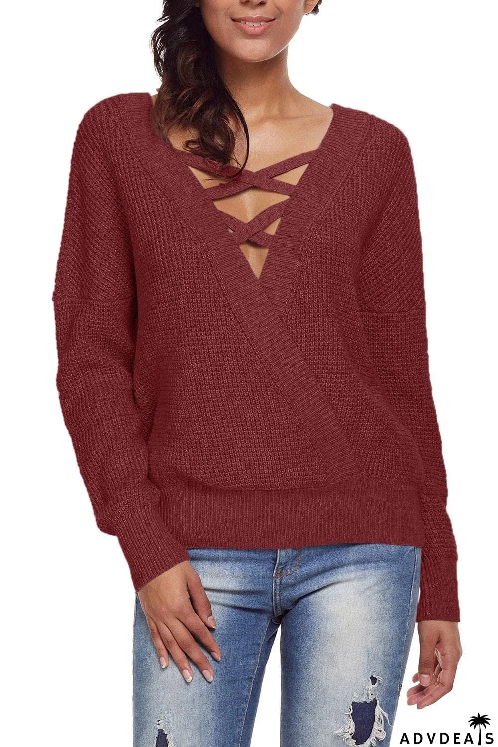 Cross Back Hollow-out Sweater