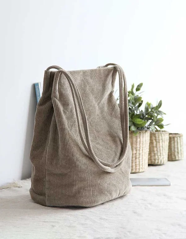 Simple Corduroy Capacity Shoulder Bag