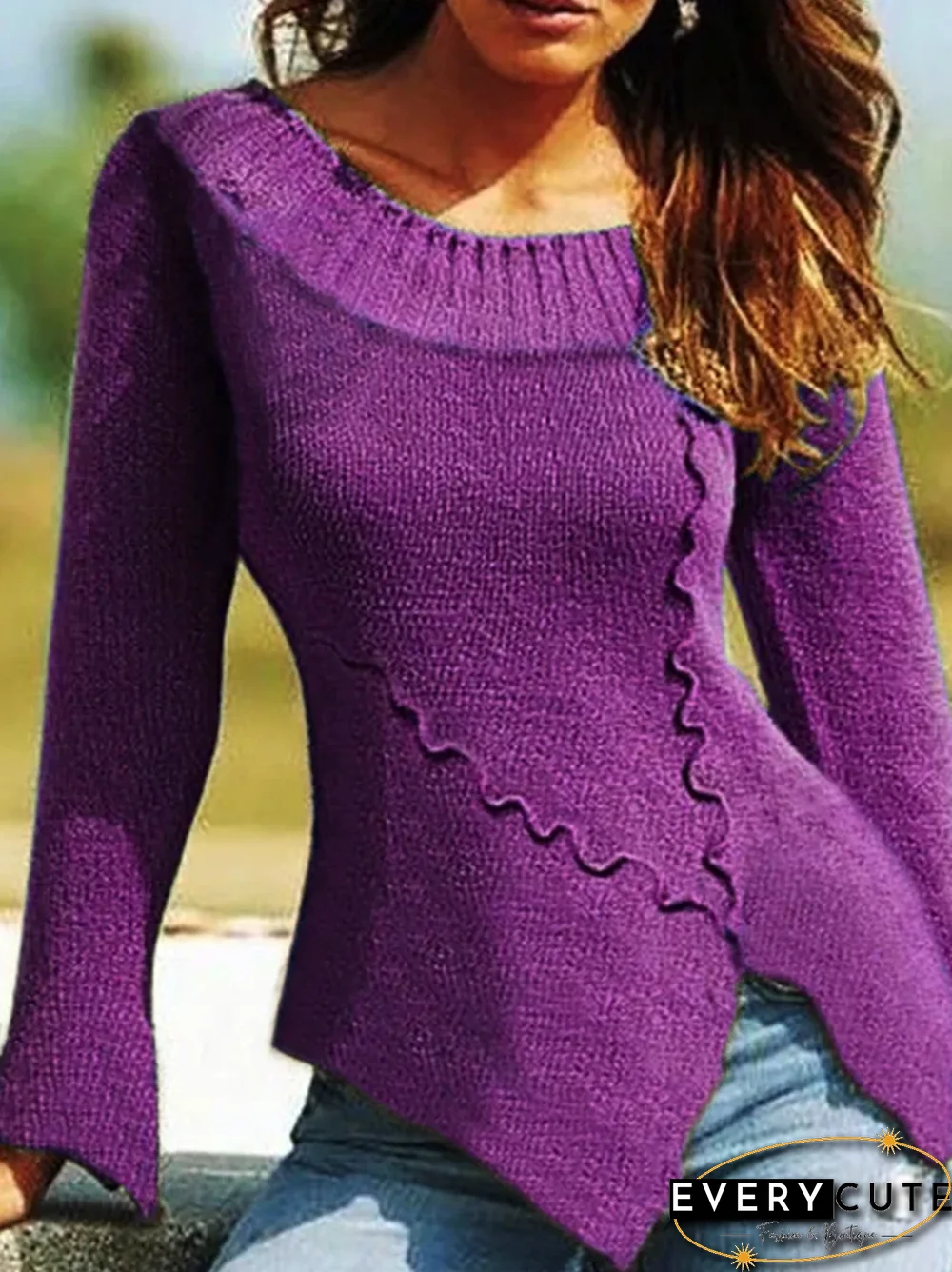 European and American large size retro casual irregular sweater