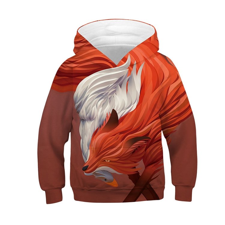 Kids Fire Fox 3D Hoodie Unisex Sweatshirt-Mayoulove