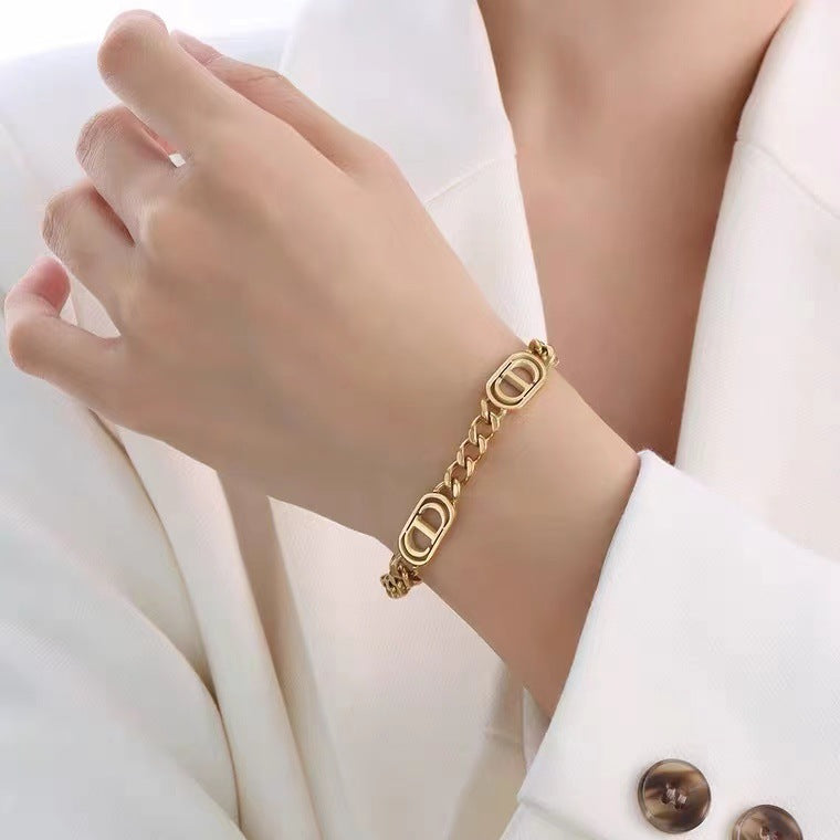 Women Geometric Titanium Steel 18K Gold Plated Bracelets