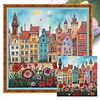 Colorful Houses-14CT Stamped Cross Stitch 40*40cm/15.75*15.75in tapestrymarket