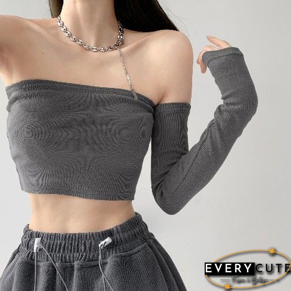 Streetwear Sexy Women Camis Tube Summer Skinny Crop Fashion Harajuku Removable Sleeve Feminine Hip Hop Hot Girls Club Party Jazz