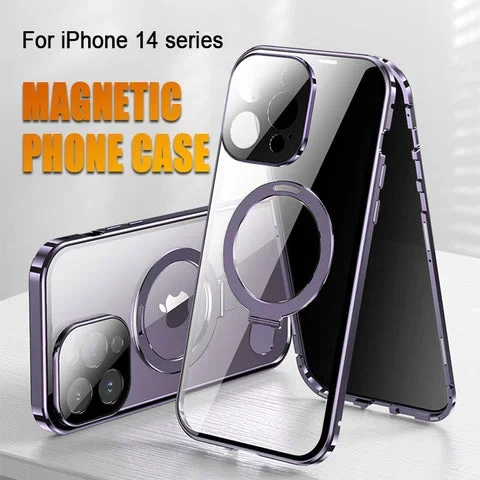 iPhone series double-sided magnetic holder mobile phone case