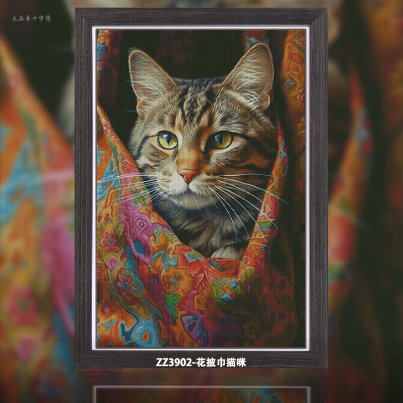 [ZZ3902-Flower Shawl Cat]  Painting Fairy Cross Stitch