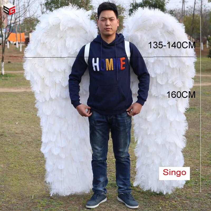 VCshoes Halloween Angel Big Wings Mardi Gras Theme Party Cosplay Accessories Of Kid Adult Large White Ostrich Feather Wings Costume