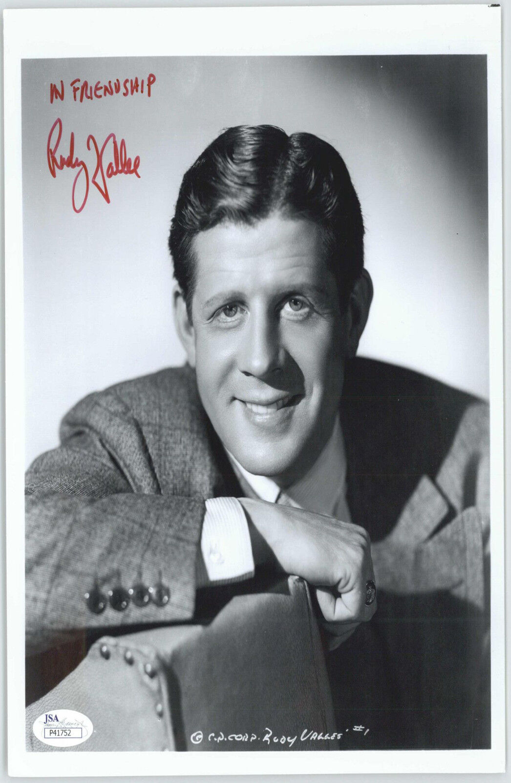 RUDY VALLEE (DECEASED) ACTOR SIGNED 8X10 JSA AUTHENTICATED COA #P41752