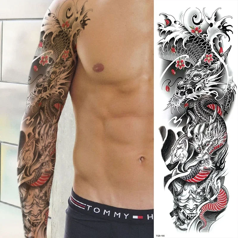 Polynesian Temporary Tattoo Sleeve Tribal Arm Waterproof Transfers Halloween Men