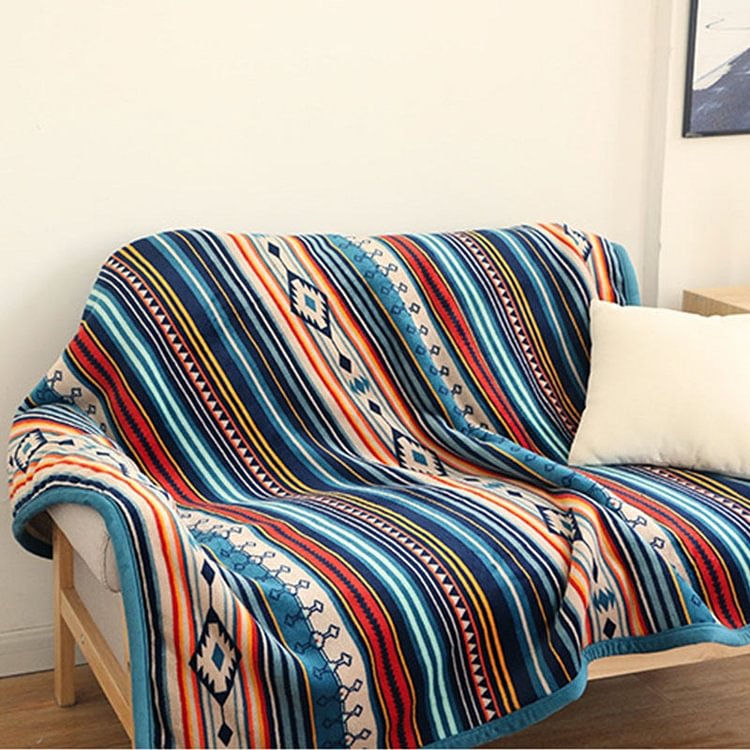 Super Soft Retro Flannel Fleece Bohemian Couch Throw Blanket