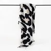 Lovely Black Cow Pattern Tassels Shawl Scarf