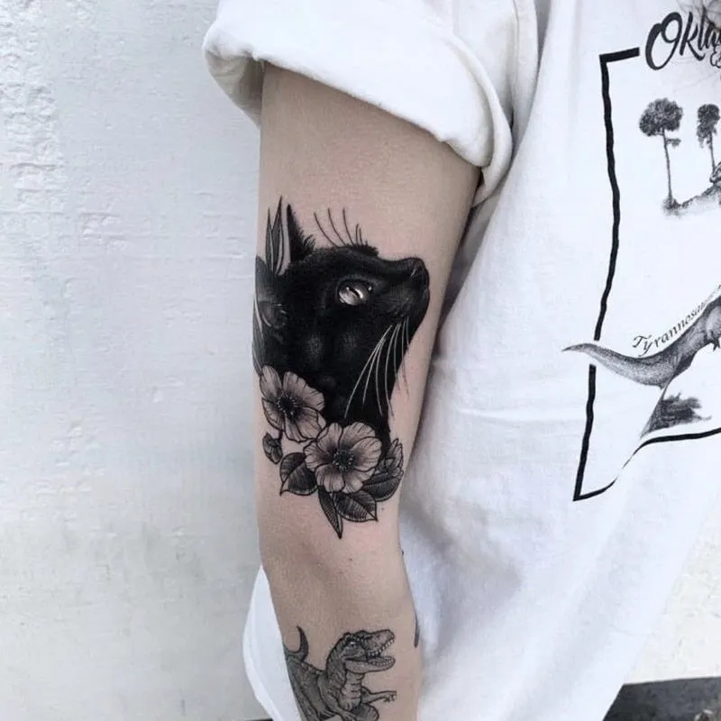 Tatoo Waterproof Cat Japanese Cute Pet Arm Semi Permanent Tattoo Cat Animal Funny Tattoo Sticker Temporary Tattoos for Men Women