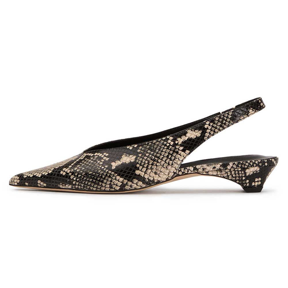 Women's Classic Python Embossed Pointed Toe Low Heel Slingback Pumps Nicepairs