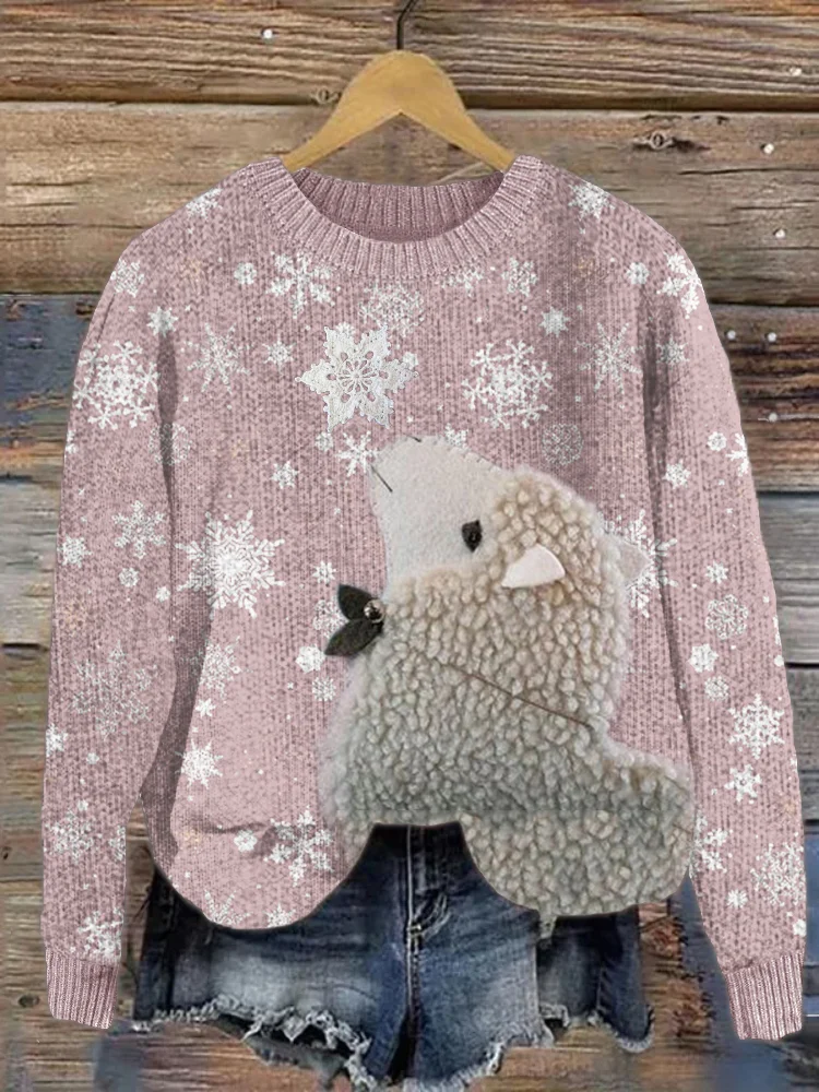 Sheep Fleece Snowflakes Cozy Knit Sweater