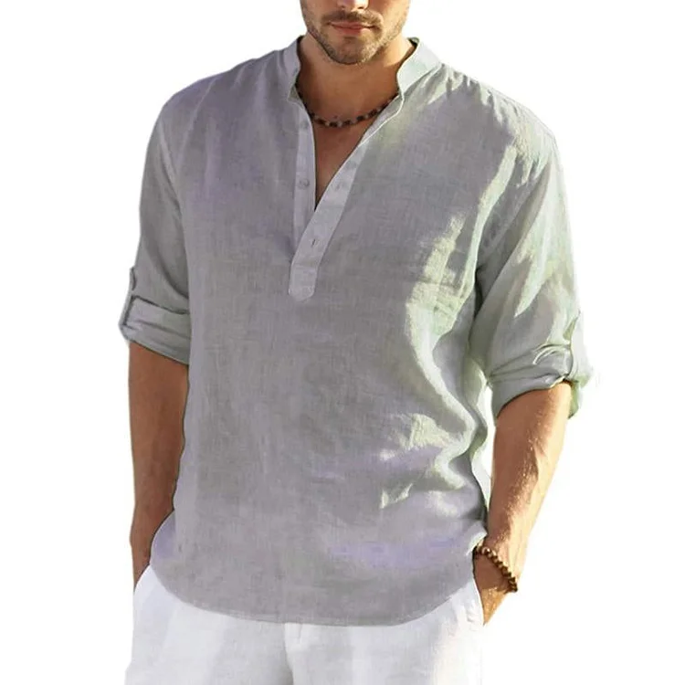 Men's Casual Solid Color Long Sleeve Shirt