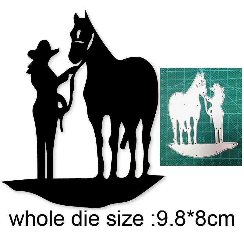 Crafts Metal Cutting Dies Cut Die Mold man Woman Riding Horse Decoration Scrapbooking Dies Knife Mould Blade Punch Stencils Dies
