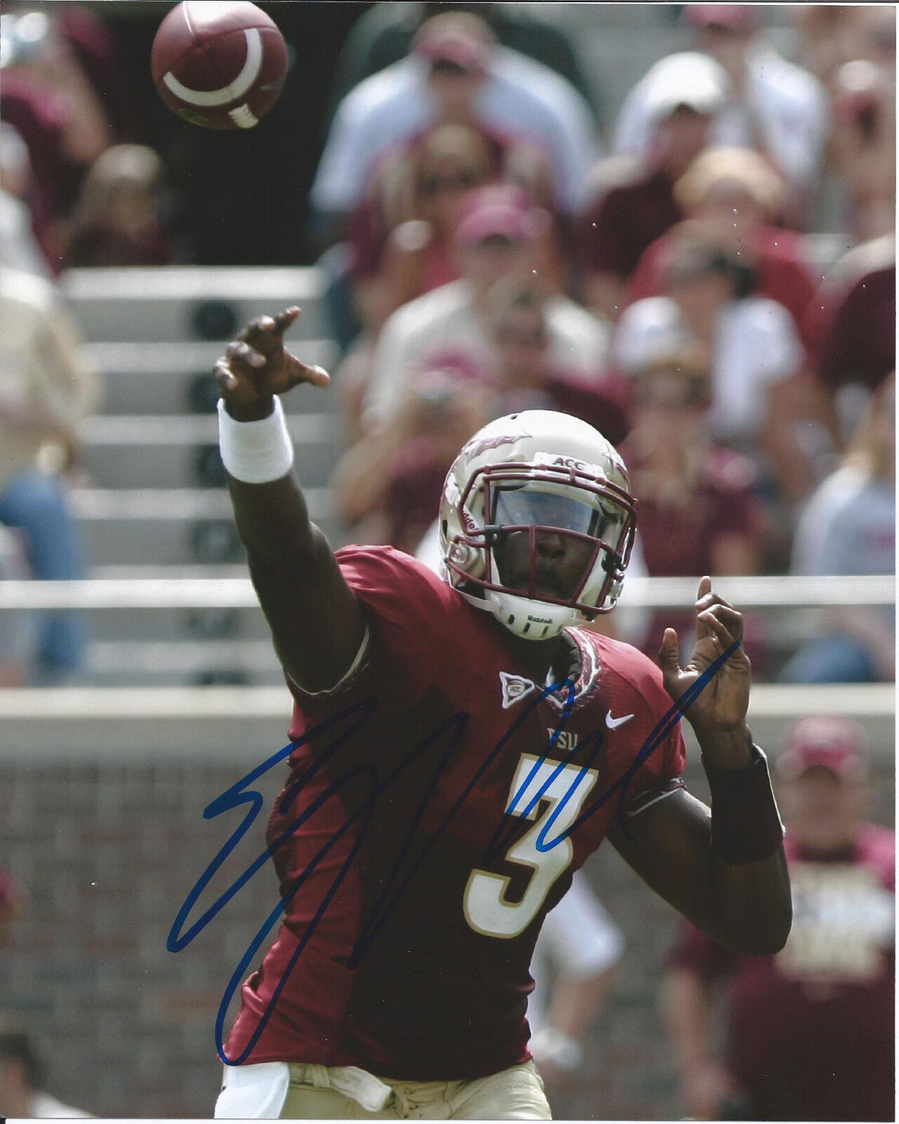 FLORIDA STATE EJ MANUEL SIGNED 8X10 Photo Poster painting W/COA BUFFALO BILLS NFL B