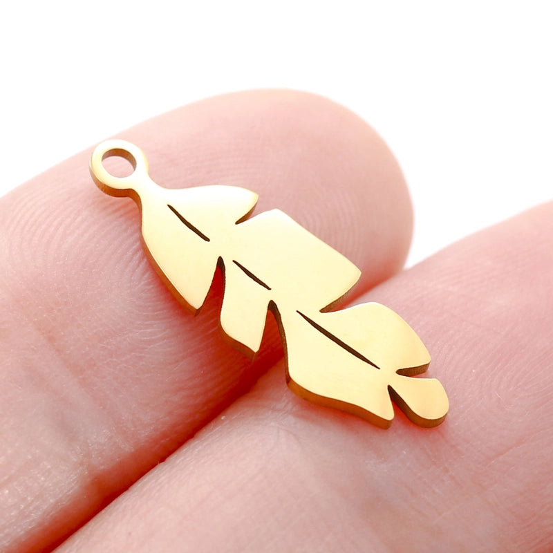 5 PCS/Package 304 Stainless Steel Leaf Four Leaf Clover Ginkgo Leaf Pendant Jewelry Accessories