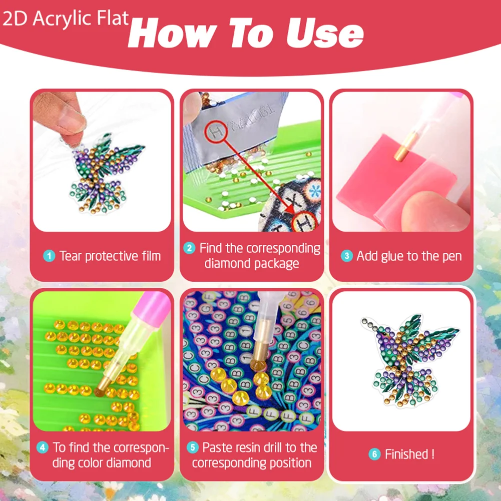 4pc Hummingbird DIY Diamond Painting Car Air Vent Clip Air Freshener for Adult