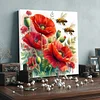 (Framed)Diamond Painting -DIY Round Drill Poppy with Frame(25x25cm)
