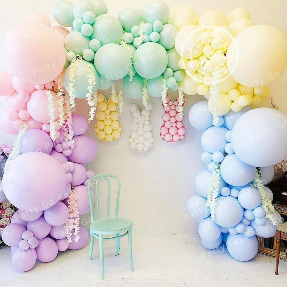 126/182pcs Multicolor Macaron Pastel Balloon Garland Rainbow Latex ...