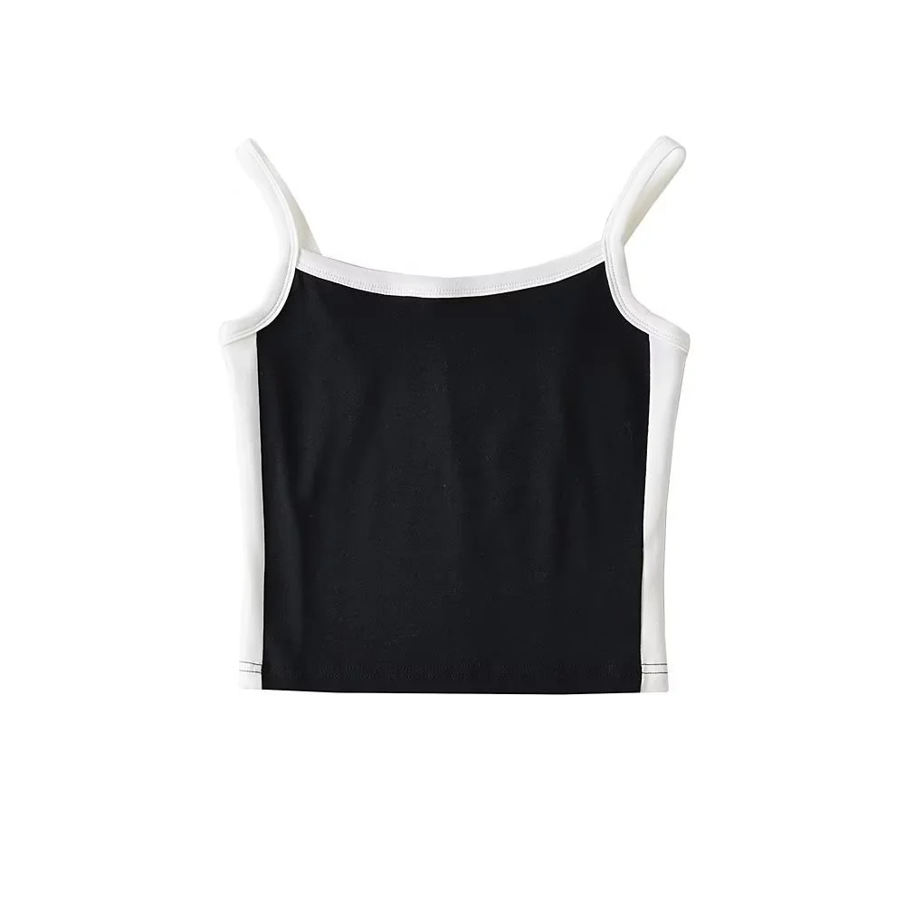 Uveng Vintage Striped Knitted Slings Sexy Elastic Word Shoulder Repair Umbilked Short Vest